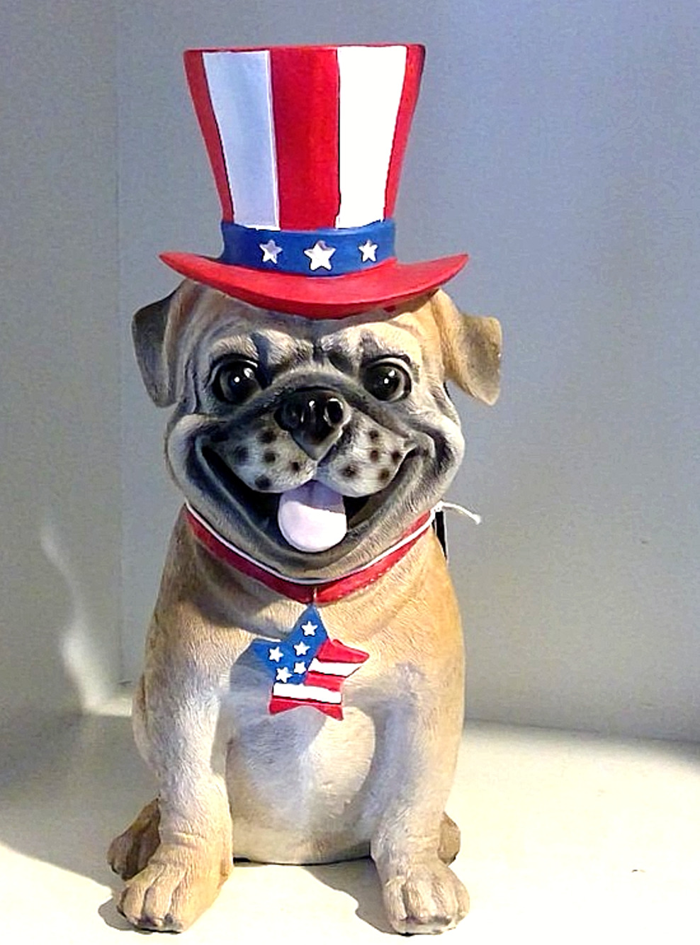 Martha Stewart 4th Of July Pug With Hat 11" Tall New With Tags